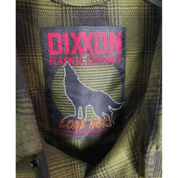 Dixxon Flannel Lone Wolf Shirt Mens Large Green Plaid Long Sleeve Snap Button Up - Picture 3 of 6